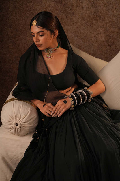 Nayira Charcoal Black Amaaya Lehenga Set