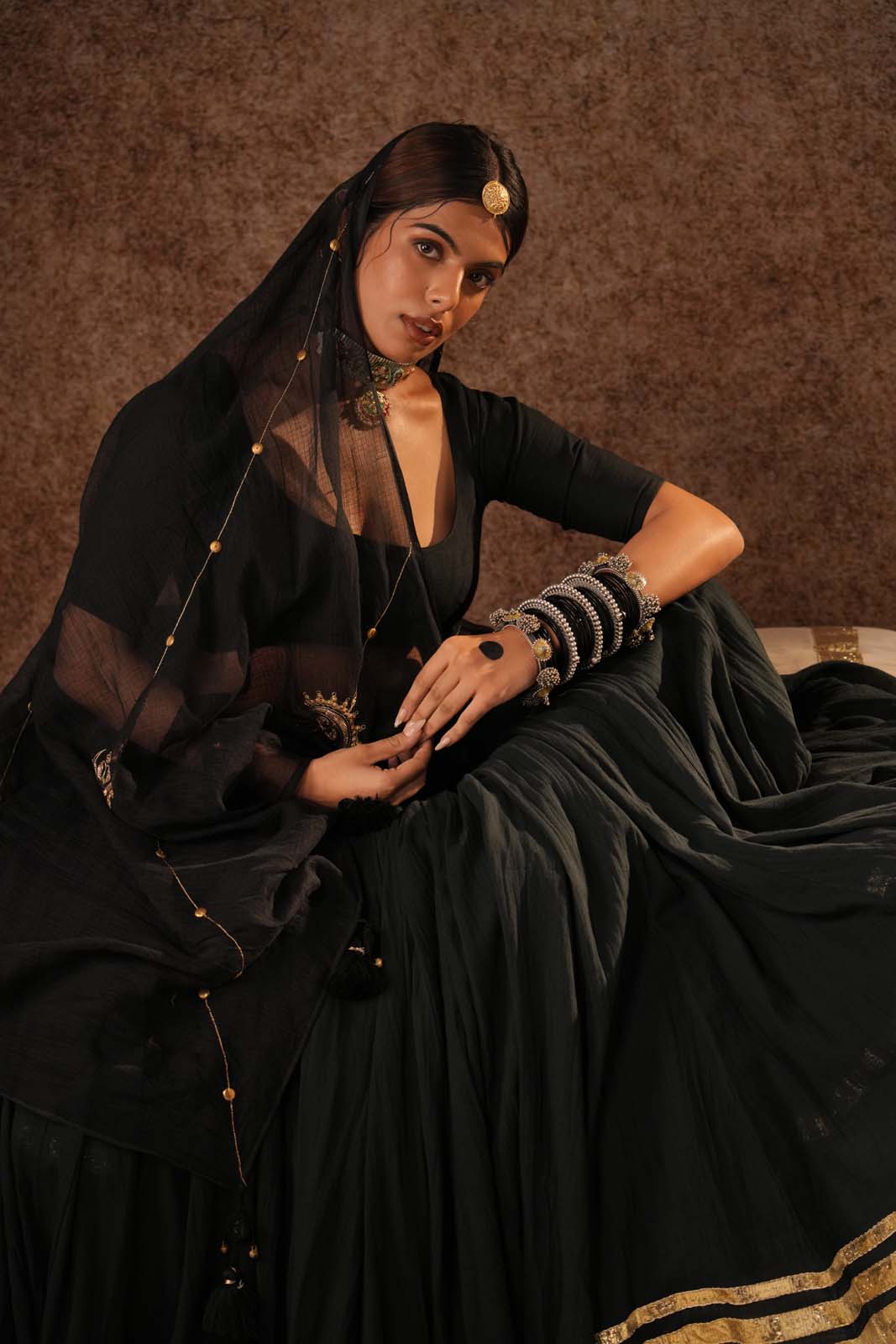 Nayira Charcoal Black Amaaya Lehenga Set