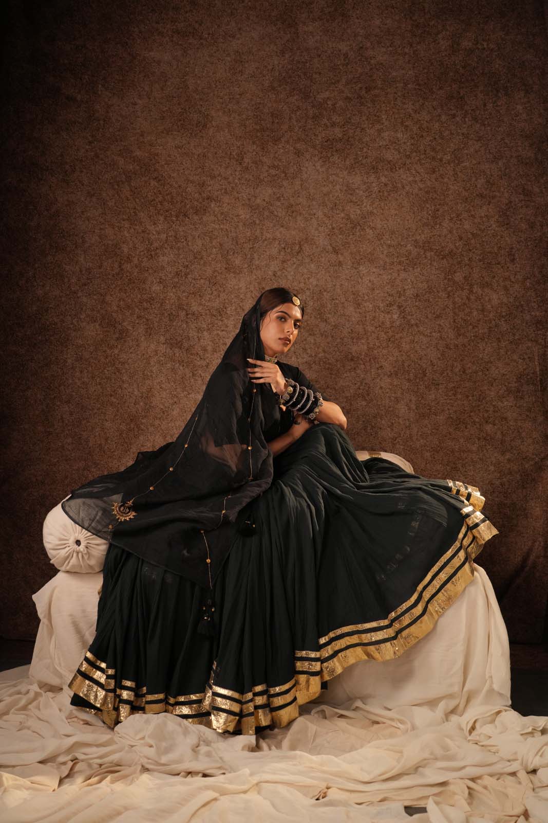 Nayira Charcoal Black Amaaya Lehenga Set