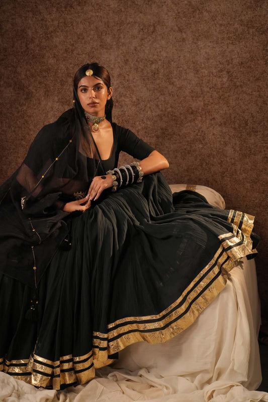 Nayira Charcoal Black Amaaya Lehenga Set