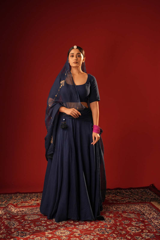 Moss Cotton Umbrella Chaniya Choli - Aarunya Mustard