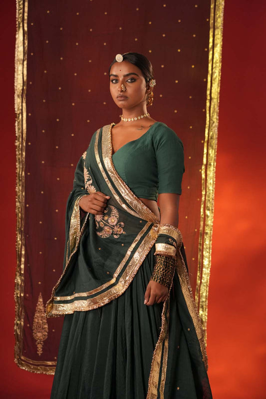 Chanderi Chaniya Choli - Devanshi Sand Beige