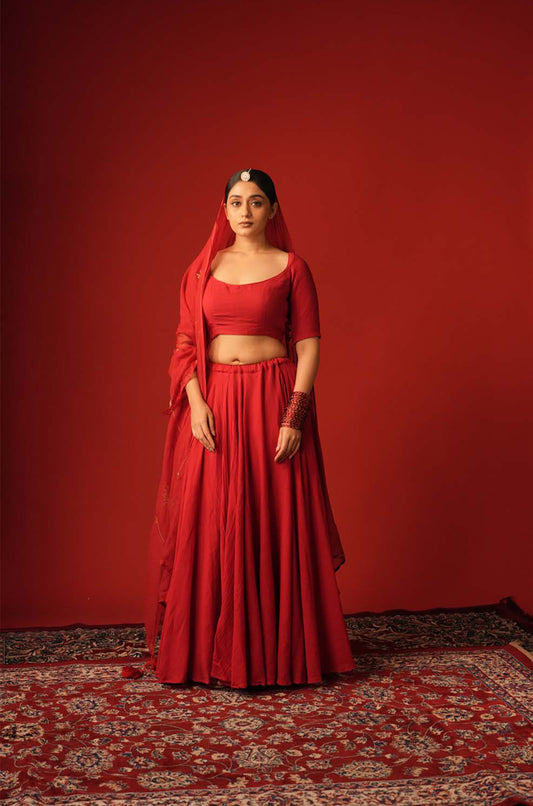 Moss Cotton Umbrella Chaniya Choli - Aarunya Mustard