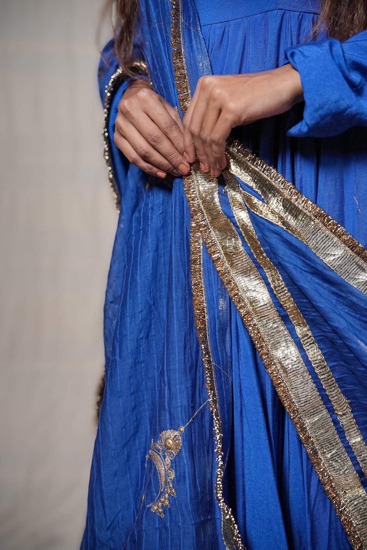 Chanderi Anarkali Suit with Handworked Dupatta