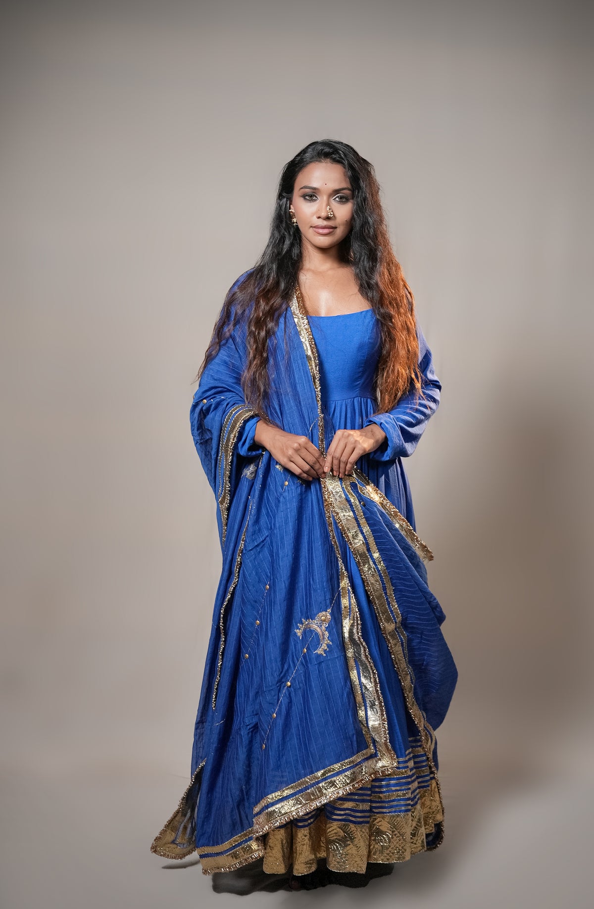 Chanderi Anarkali Suit with Handworked Dupatta