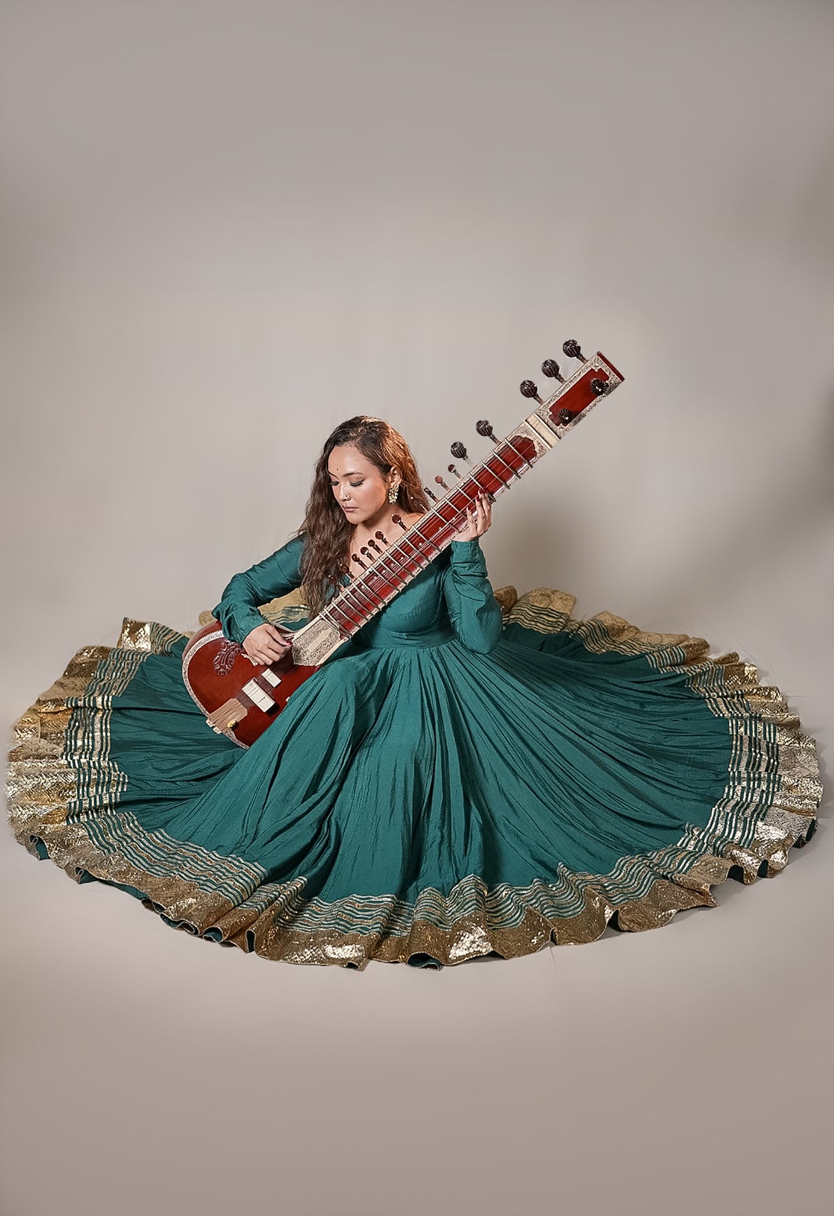 Chanderi Anarkali Suit with Handworked Dupatta