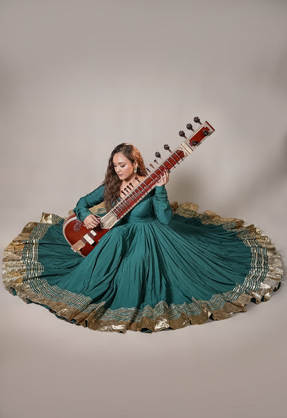 Chanderi Anarkali Suit with Handworked Dupatta