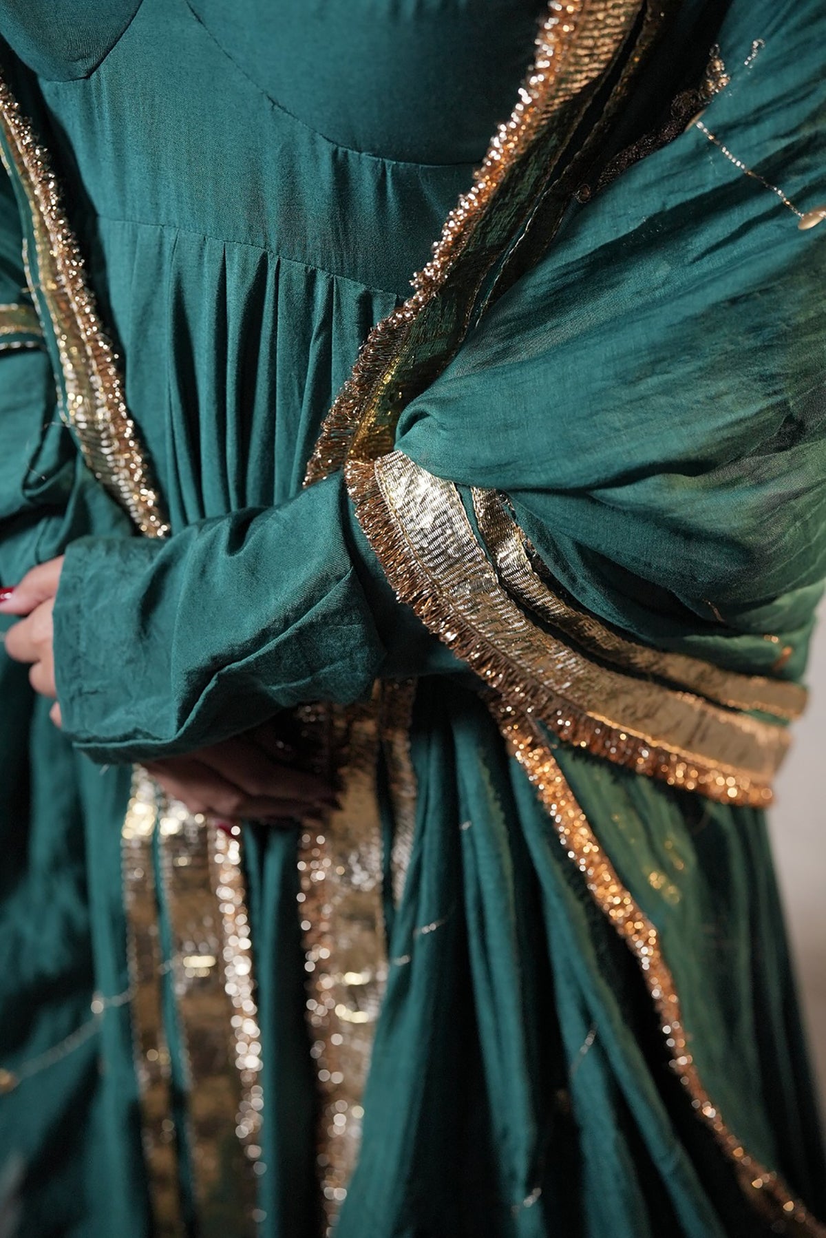 Chanderi Anarkali Suit with Handworked Dupatta