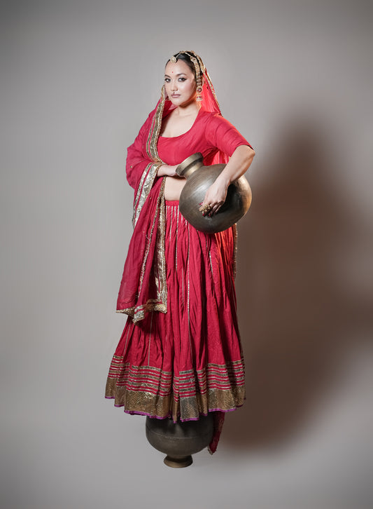 Semi Chanderi Style Layered Set